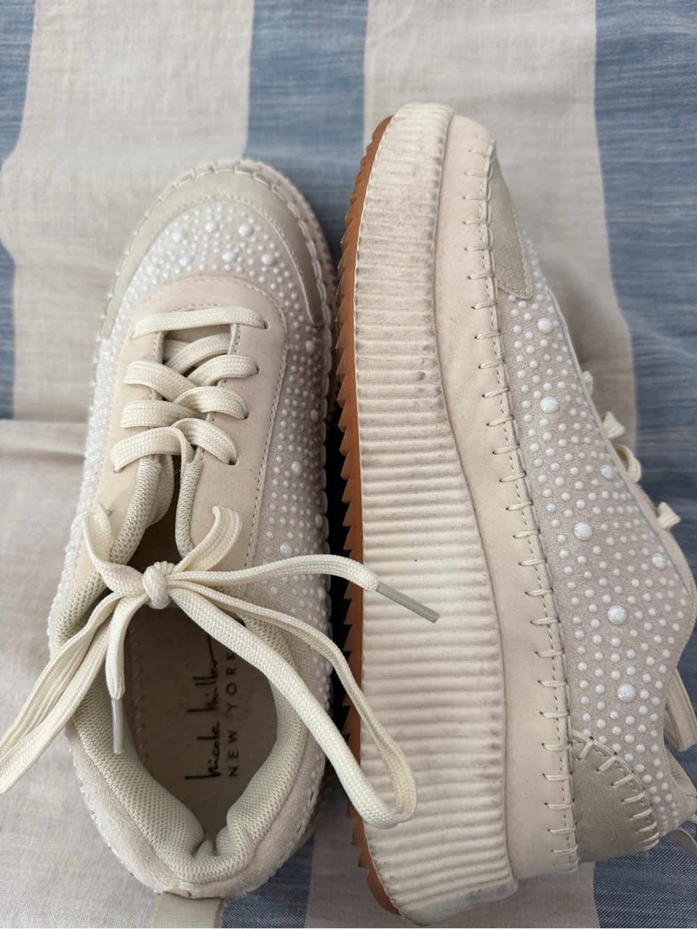 Nicole Miller Pearl-Embellished tennis shoes